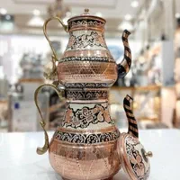 کتری قوری مسی مینا کاری شده