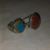 انگشتر نقره عقیق فیروزه