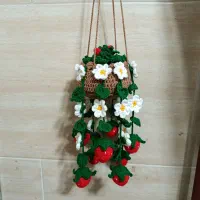 فروش ریسه توت فرنگی دستباف|گل مصنوعی|فومن, |دیوار