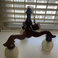 دو عدد لوستر چوبی سه شاخه