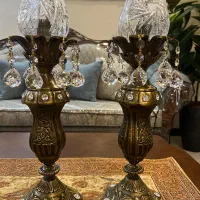 یک جفت شمعدان برنج کریستال ناخمن آلمان
