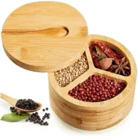 بانکه جا ادویه تمام بامبو درب مگنتی قاشق دار