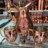 انواع پارچ و لیوان مسی جام مسی و قممه مسی