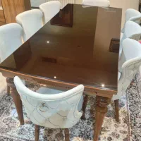 میز ناهارخوری ۸نفره سالم و شیک چوب راش وصندلی لمسه