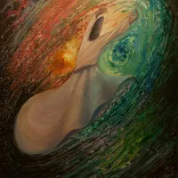 تابلو نقاشی رقص سماع در کهکشان