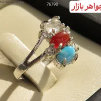 انگشترنقره،سنگ عقیق،فیروزه،دُر نجف