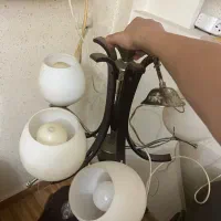 لوستر ۵ لامپ چوبی
