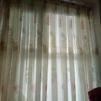 پرده حریر دو عدد با ملافه کارتونی و خالدار|پرده، رانر، رومیزی|اردبیل, |دیوار