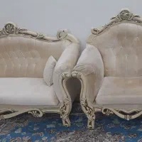 مبل کرمی ۷ نفره|مبلمان خانگی و میز عسلی|نور, |دیوار