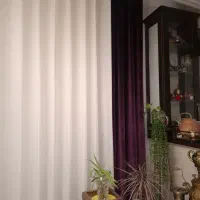 پرده حریر وکناره مخمل  پانچی با میل‌پرده استیل