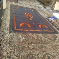 روتختی تک نفره سرمه‌ای ساتن هویه‌کاری + جانماز