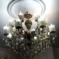 لوستر برنجی ۸ شاخه تمام برنج|لوستر و چراغ آویز|مشکیندشت, |دیوار