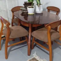 میز نهارخوری 4 نفره با صندلی های مبلی (چوب راش)