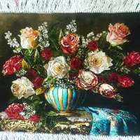 تابلو گل آزیتا کد 4 دستبافت و ابریشم دار