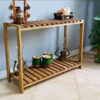 استند گلدان میز چوبی