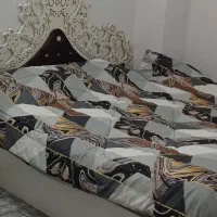 تخت دونفره چوبی باتشک تمیزوسالم