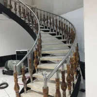 نرده استیل،پله فلزی،نرده شیشه ای