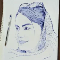 چهره با خودکار|تابلو، نقاشی، عکس|اهواز, گلستان|دیوار