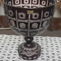 ظرف کریستال زرشکی قدیمی