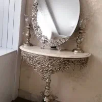 آینه و شمعدانی برنجی یا برنز