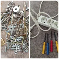 تعدادی ابزار سه راهه پیچ ومهره برس نقاشی