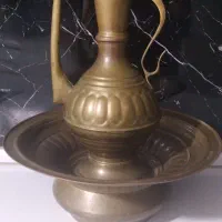 **آفتابه لگن ۳تیکه برنجی**|کلکسیون اشیاء عتیقه|ساری, |دیوار