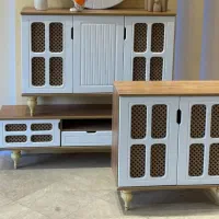 ست آینه کنسول حصیری