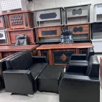 ست کامل مبلمان نیمست میزمدرن آنتیک توری چرم دفترست|دفتر کار|تبریز, |دیوار