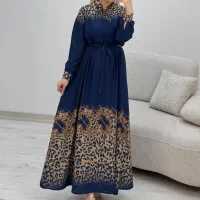 لباس زنانه پیراهن ماکسی پلنگی زنجیری شیکان کده