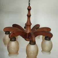 یک جفت لوستر نو چوبی هشت شاخه|لوستر و چراغ آویز|خرم‌آباد, |دیوار