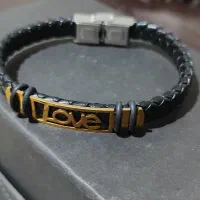 دستبند چرم و حلقه استیل رنگ ثابت