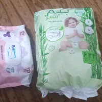 پوشک ببم سایز شش ۱۶ تا داره با دستمال مرطوب