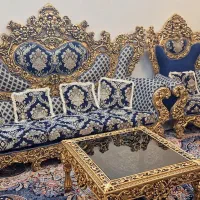 مبل ۹نفره باچهار عددمیز و۶عددکوسن ویک جلومبلی|مبلمان خانگی و میز عسلی|باقرشهر, |دیوار