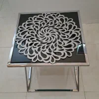 میز جلو مبلی،میز عسلی شیشه ۶میل دودی مشکی