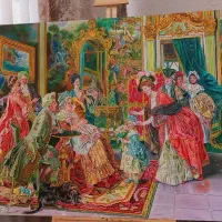 تابلو نقاشی رنگ روغن کلاسیک فرانسوی  هنری منظره