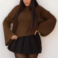 ست کلاه و کراپ بافت ترک|لباس|بیجار, |دیوار