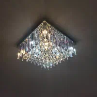 لوستر کریستالی سقفی و چوبی|لوستر و چراغ آویز|همدان, |دیوار