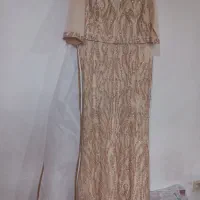 لباس سنگ دوزی شده نو رنگ کرم طلایی از سایز ۴۴تا ۴۸