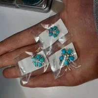 آویز فیروزه نیشابوری نقره با آبکاری رادیوم