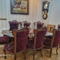 مبل استیل ۹ نفره و نهارخوری ۸نفره ودوویترین ۴طبقه|مبلمان خانگی و میز عسلی|اصفهان, شاهزاده ابراهیم|دیوار