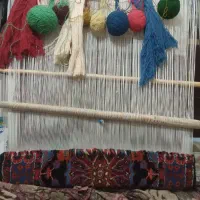 فرش دست بافت نصف بافته با داروکول .و پشم اندازه..|فرش|نهاوند, |دیوار