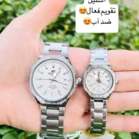 ست ساعت مچی تمام استیل  رنگ ثابت  تقویم فعال  ضدآب