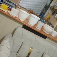 گلدونه چینی پلاستیکی و چینی +زیره