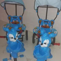 دو عدد سه چرخه کودک دلیجان سایه بان دار