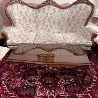 فروش مبل چوبی سلطنتی ۹نفره سالم با میز،روکش