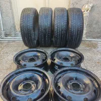 ۴عددرینگ ۱۴پژو در حد و۴عدد لاستیک (۱۵) ۱۹۵کویرتایر|قطعات یدکی و لوازم جانبی|زابل, |دیوار