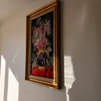 تابلو فرش دستباف گل ابریشم