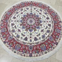 فرش دستباف دایره ۲×۲ گلابریشم نو