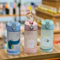 قمقمه آب طرح حیوانات بطری نشکن نی سیلیکونی قمقه