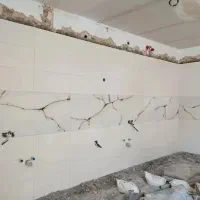 کاشی کاری سیمان کاری سیاه سفید  دیوار چینی